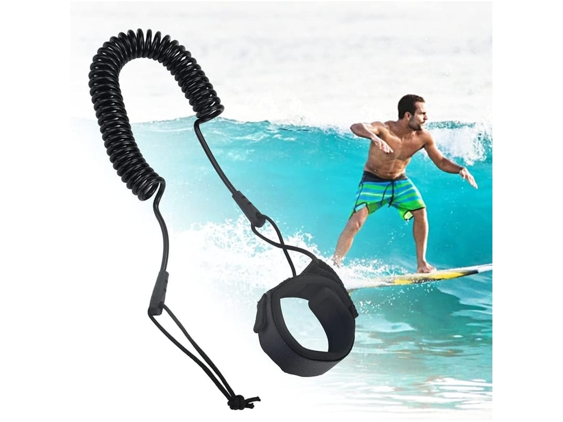 Correa De Tobillo Ajustável Para Prancha De Paddle Surf 5.5mm Com Corda Elástica Tpu Resistente Preta