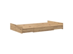 Conjunto 1 Estrutura De Cama Moderna Vidaxl Castanho Madeira De Pinho Maciça (120 X 200 Cm)