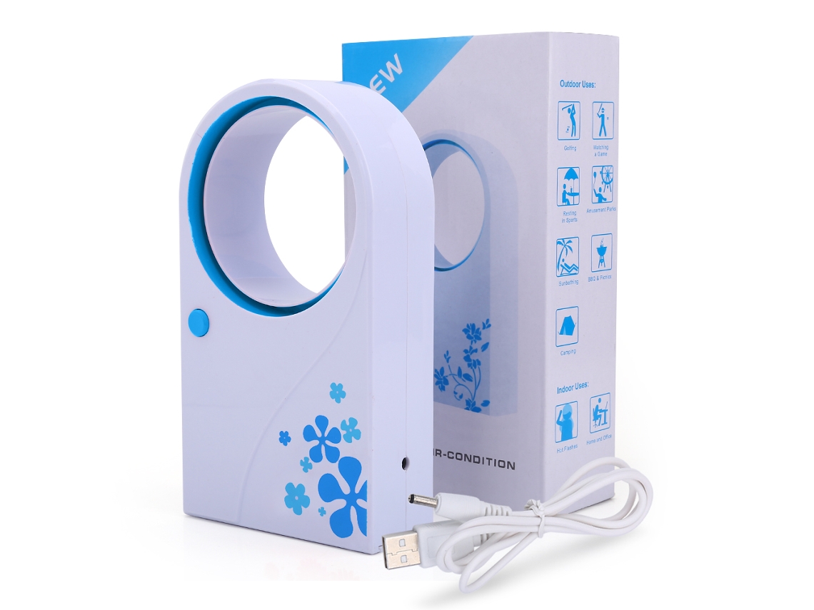 Mini Ventilador Elétrico Portátil Sem Folhas, Usb E Bateria, Marca Laxiscreed Para Refrescar-se Com Segurança E Comodidade