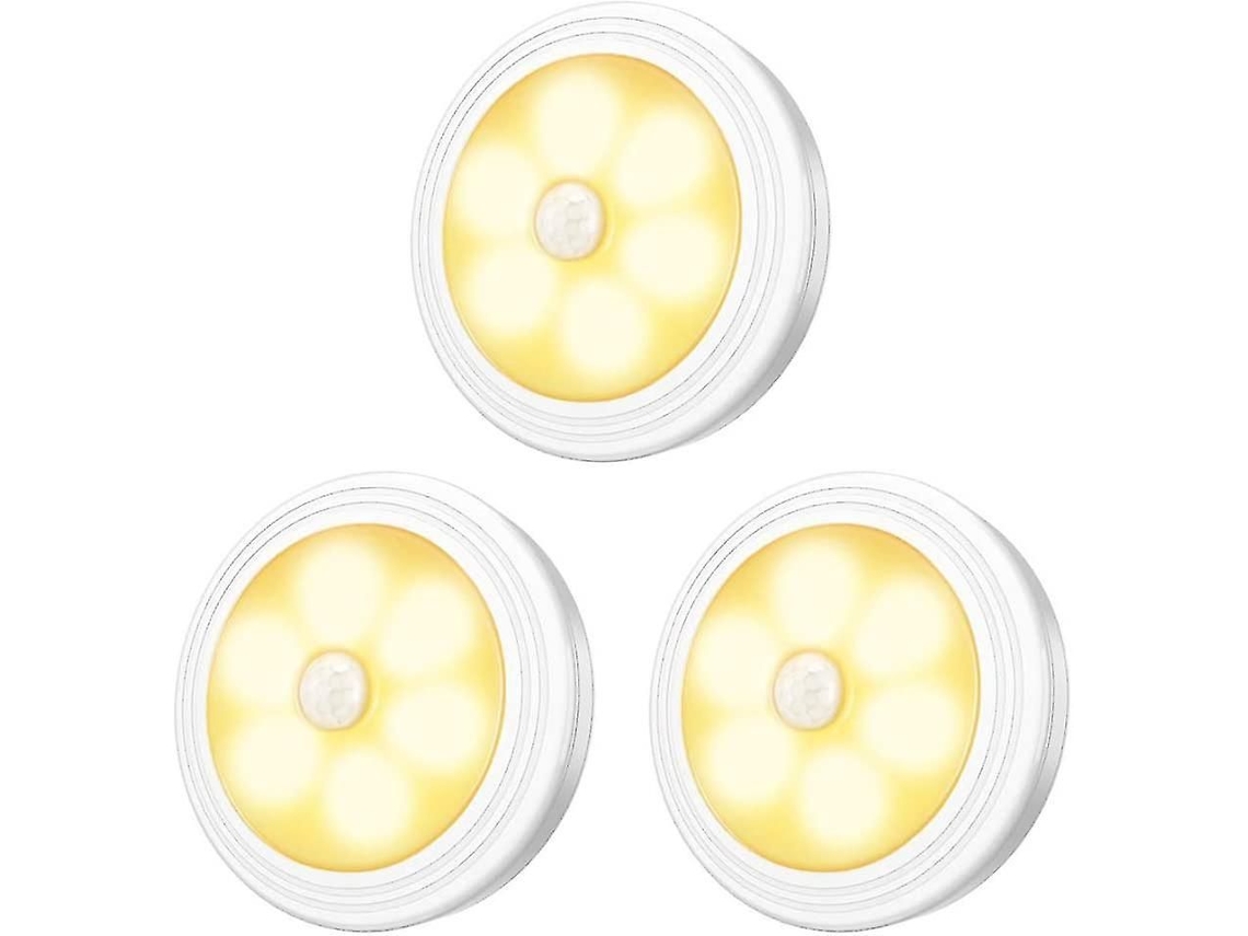 3 Luzes De Armário Led Com Base Magnética E Sensor De Movimento