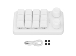 Teclado Mecânico 12 Teclas 2 Botões 3 Modos Programáveis Switch Azul Para Games Escritório Música Branco