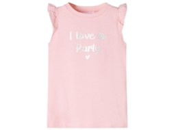 T-shirt Para Criança Manga Com Folhos Rosa-claro 116