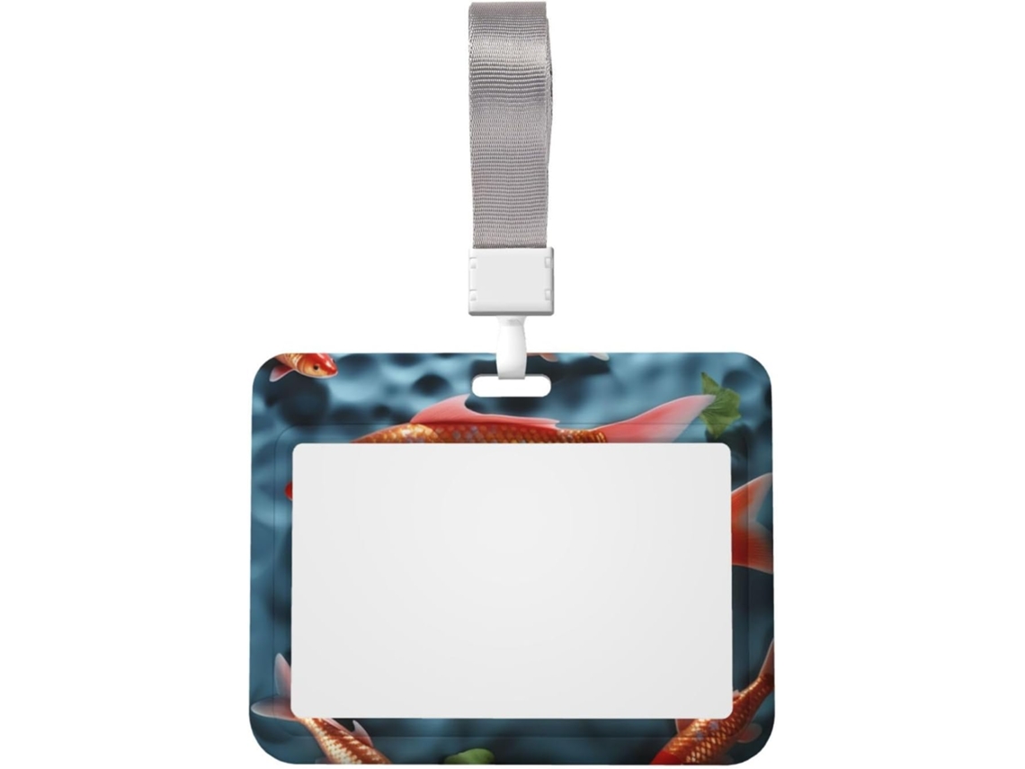 Suporte para Crachá com estampa de carpa vermelha japonesa, com cordão, suporte vertical para Crachá à prova d'água em plástico, protetor