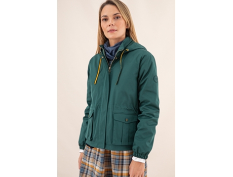 Casaco de Mulher THROTTLEMAN Capuz Bolsos Poliéster Verde (XS)