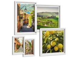 Quadros Decorativos Para Parede Citação Sobre Paisagens De Nova York Moldura Branca Pinturas De Quarto Espelharte (conjunto De 5 Imagens)