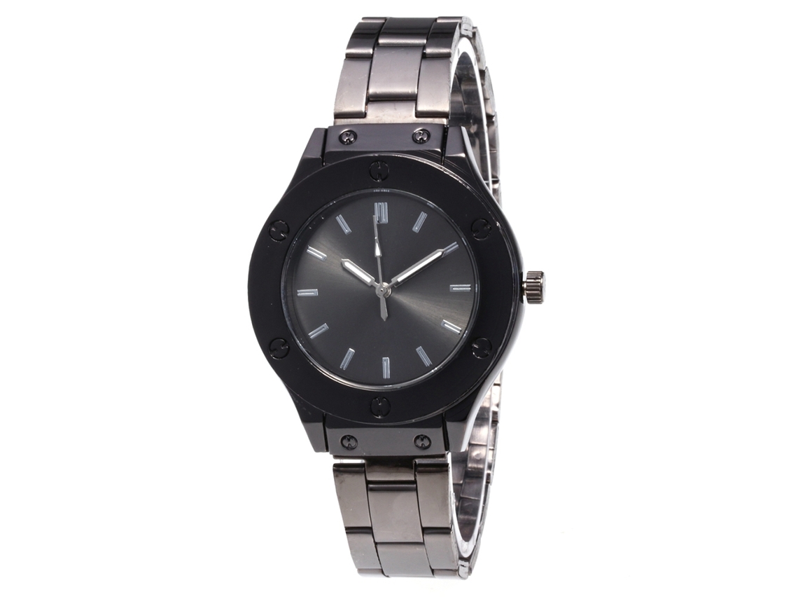Reloj De Cuarzo Con Correa De Acero Elegante Y Casual Unisex Regalo (negro)