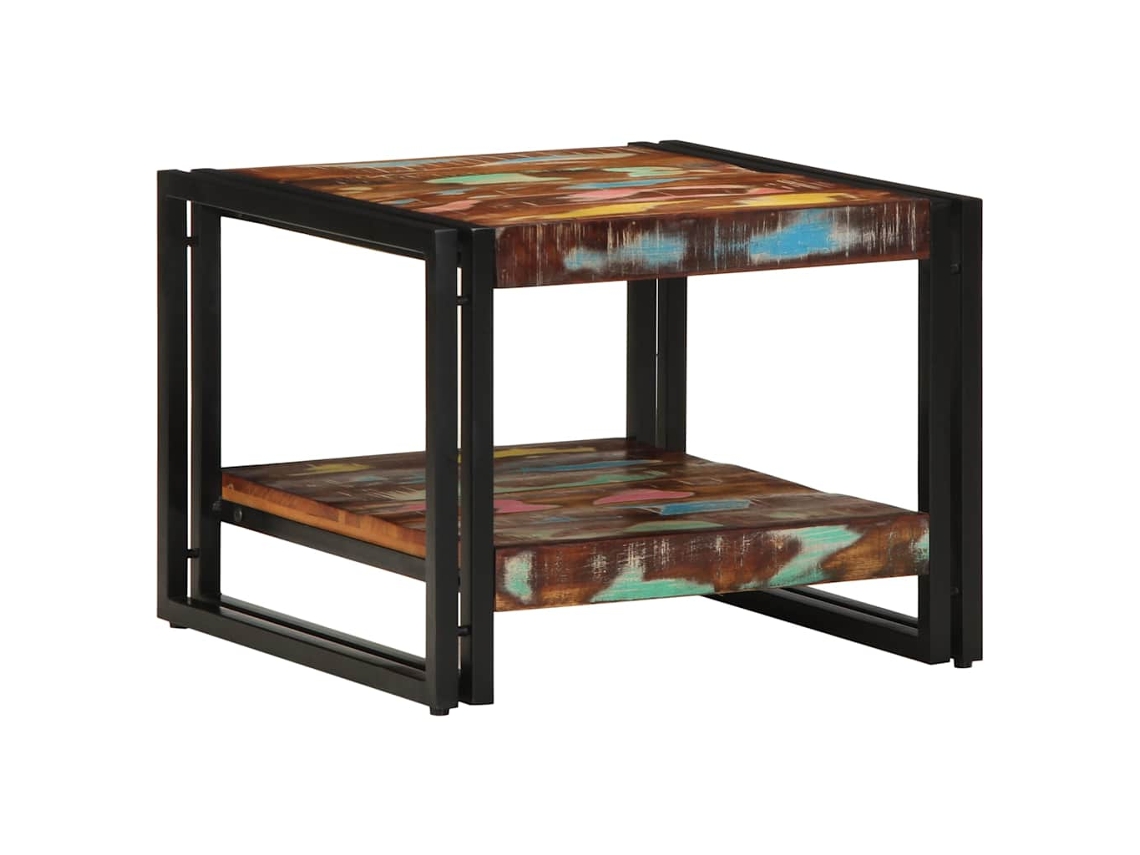 Vidaxl Mesa De Centro Multicor 50x50x38 Cm Madeira Maciça Recuperada