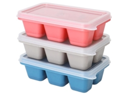 Conjunto De 3 Mini Formas De Gelo De Silicone Com Tampas Removíveis, Certificadas Pela Lfgb E Livres De Bpa Rosa, Azul E Cinza