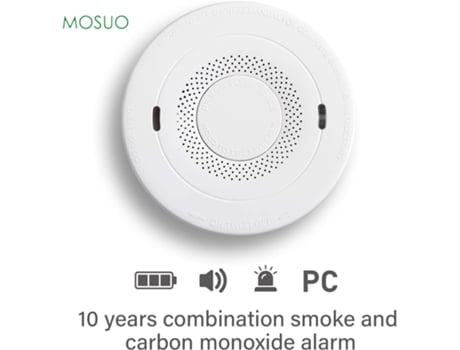 Detetor de Fumo e Monóxido de Carbono Bateria de 10 Anos, Duplo Sensor HYMNORA (ul 217/2034)