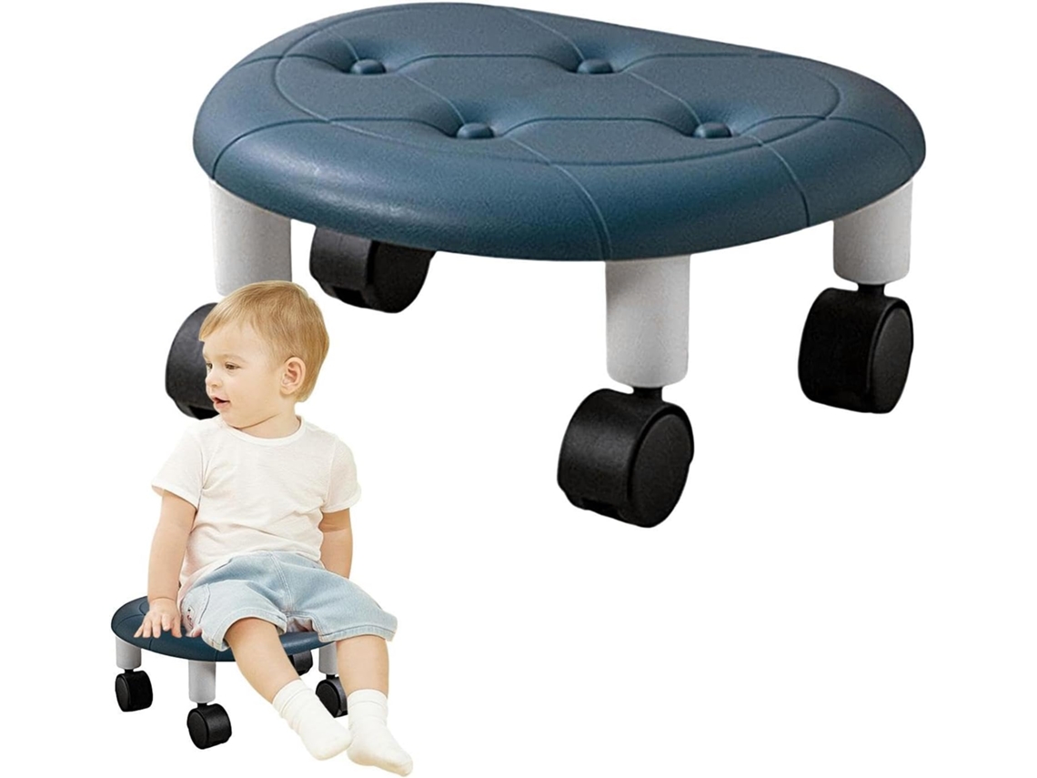 Banqueta Baixa Com Rodinhas, Giratória 360°, Ideal Para Sapatos De Pedicure. Assento Baixo Com Rodin Gokoco