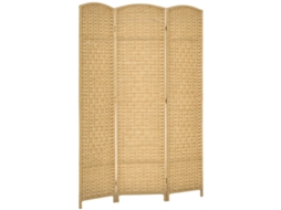 Divisória De Ambientes De Madeira Com 3 Painéis, Biombo Dobrável Para Sala De Estar Ou Quarto, 135 X 180 Cm, Madeira Natural