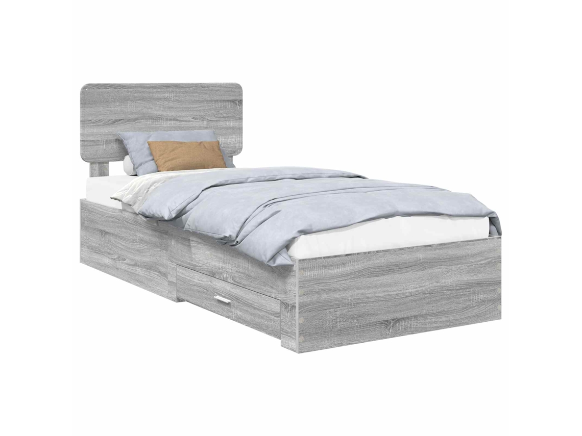 Estrutura da Cama Cinza Sonoma 100x200 cm com Madeira Processada MAISON EXCLUSIVE