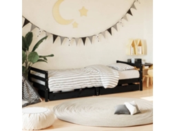 Vidaxl Estrutura Cama Infantil C/ Gavetas 90x200 Cm Pinho Maciço Preto