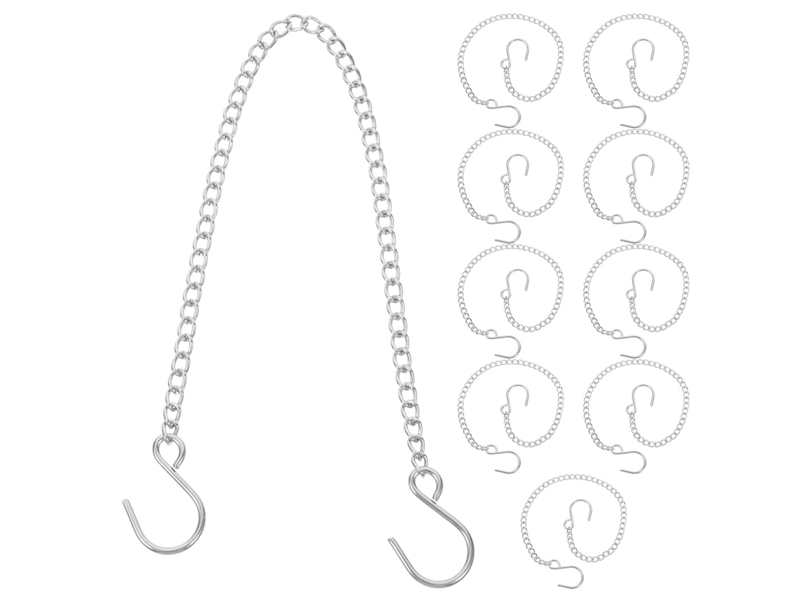 Conjunto De 10 Correntes De Aço Inoxidável Com Ganchos Reforçados Para Pendurar Placas.