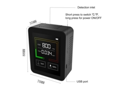 Detector de CO2 Digital com Monitor de Temperatura, Umidade e TVOC