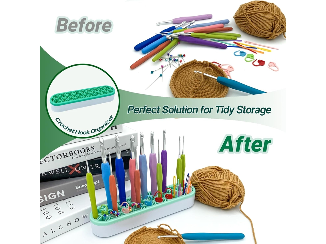Suporte Organizador Ganchos Crochê Silicone Verde