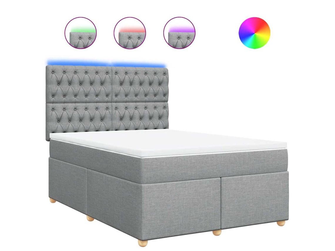 Cama com Molas e Colchão Tecido Cinzento Claro MAISON EXCLUSIVE (140x190 cm)