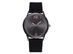 Relógio de Pulso Vintage de Quartzo com Cinta de Silicone Estilo Fashion (preto)