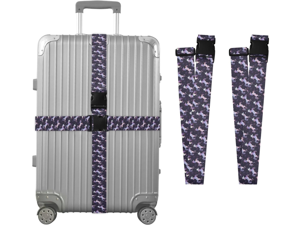 Conjunto De 2 Cintas Bagagem Com Estampa Unicórnio Neon Para Malas, Cintas De Viagem, Acessórios Para Cintos, Conector