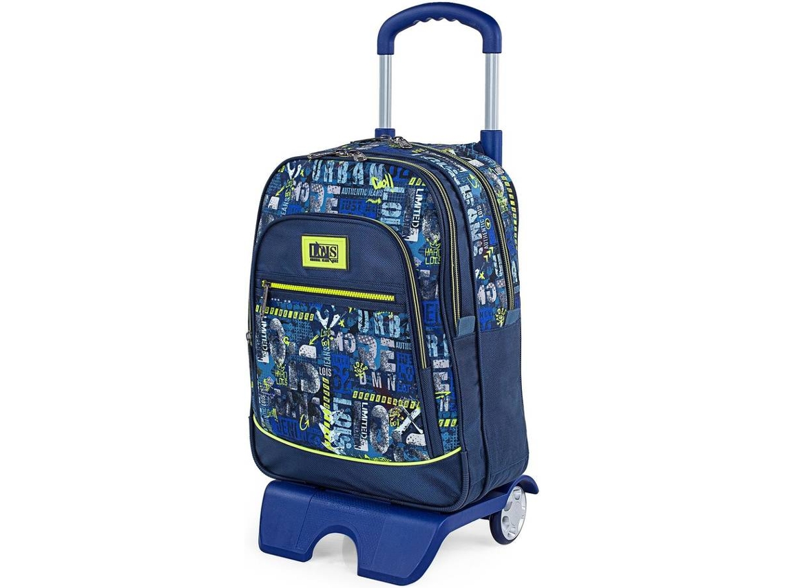 Mochila com Trolley LOIS Poliéster Estampado (42 x 33 x 15 cm - Azul)