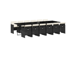 Conjunto de 13 Jantar para Jardim com Almofadões Vime Pe Preto MAISON EXCLUSIVE