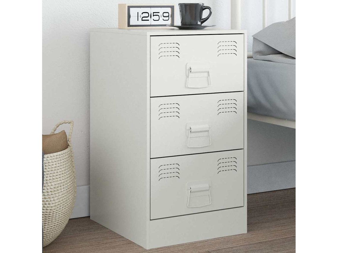 Vidaxl Mesa De Cabeceira 34,5x39x62 Cm Aço Branco