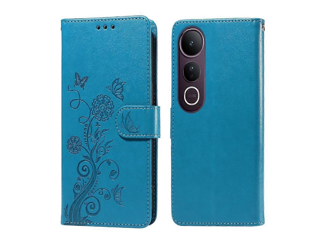 Capa De Couro Para Celular Com Flores De Borboleta Em Relevo