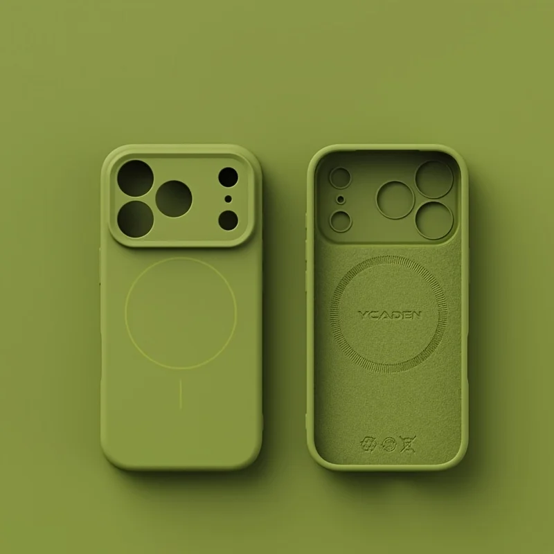 Capa De Silicone Líquido Para Iphone 14 Pro Max (verde Militar), Compatível Com A Função Magnética Magsafe, Protege A Lente.