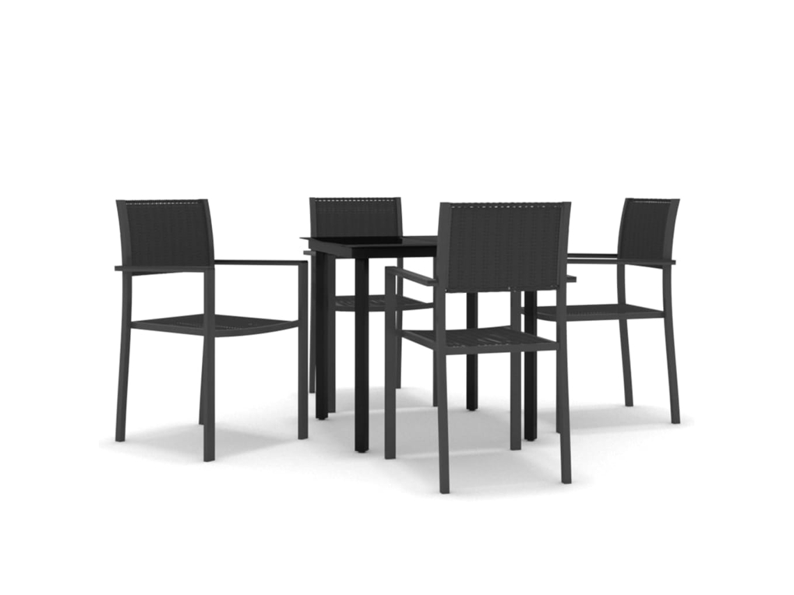 Garden Dining Set, Garden Dining Sets Vidaxl Preto Plástico (mesa Com 80 Cm De Comprimento)