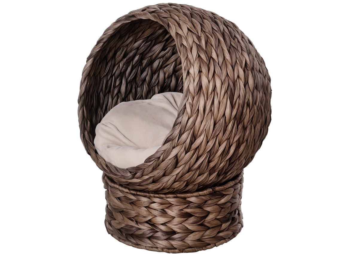 Canteira de gato com travesseiro, 50x42x60cm, Marrom/bege