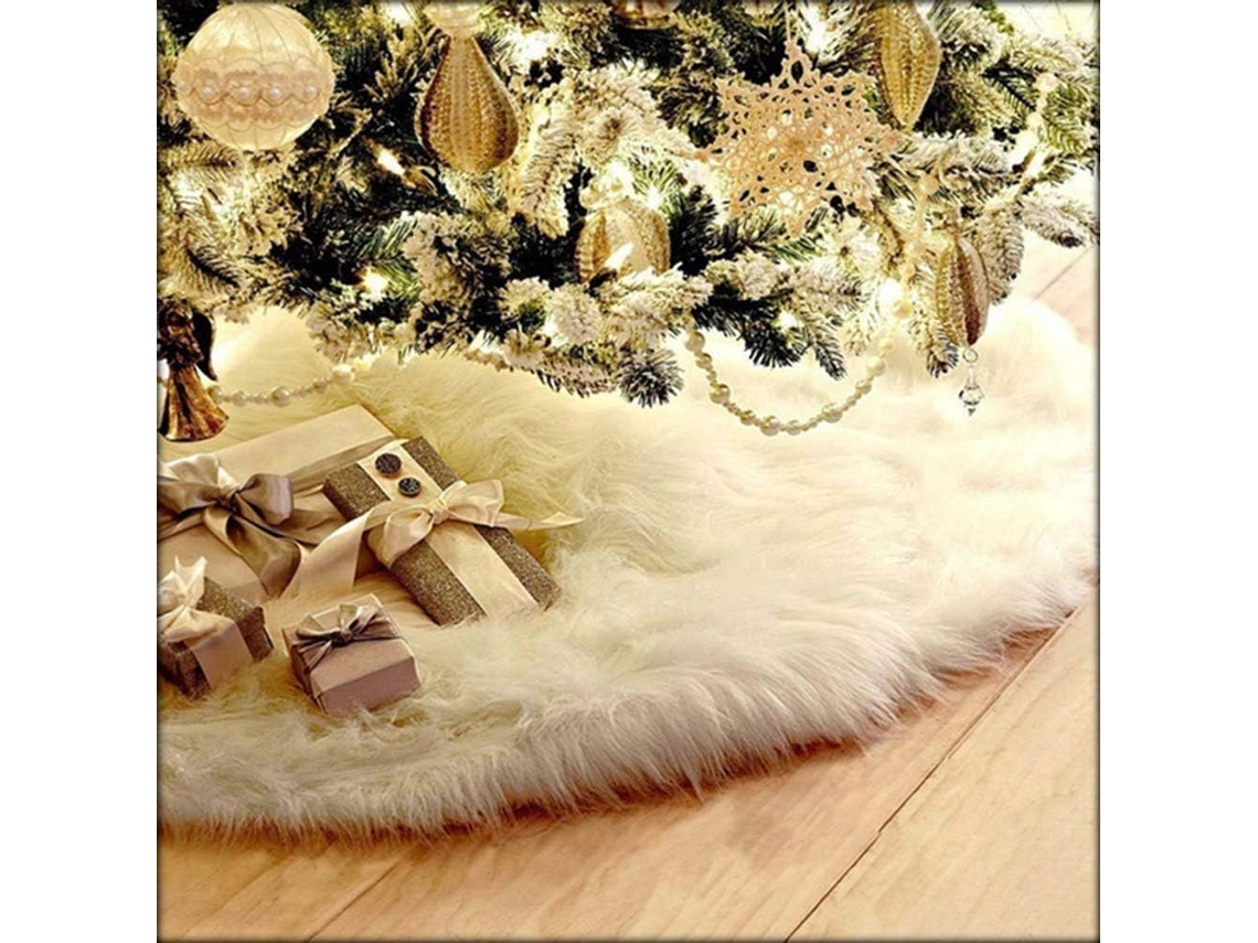 Tapete De Natal De Pele Sintética Branca De 122 Cm (48 Polegadas) Da Wxsp Para Decoração De Árvore De Natal