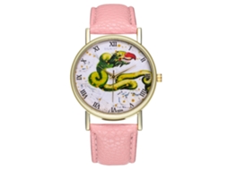 Relógio de Pulso Analógico de Dial Redondo Fashion com Movimento de Quartzo (rosa)