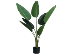Planta de Decoração Artificial de Palmeira com Vaso de 7 Folhas para Interior Ø15x120 Cm Verde Ge