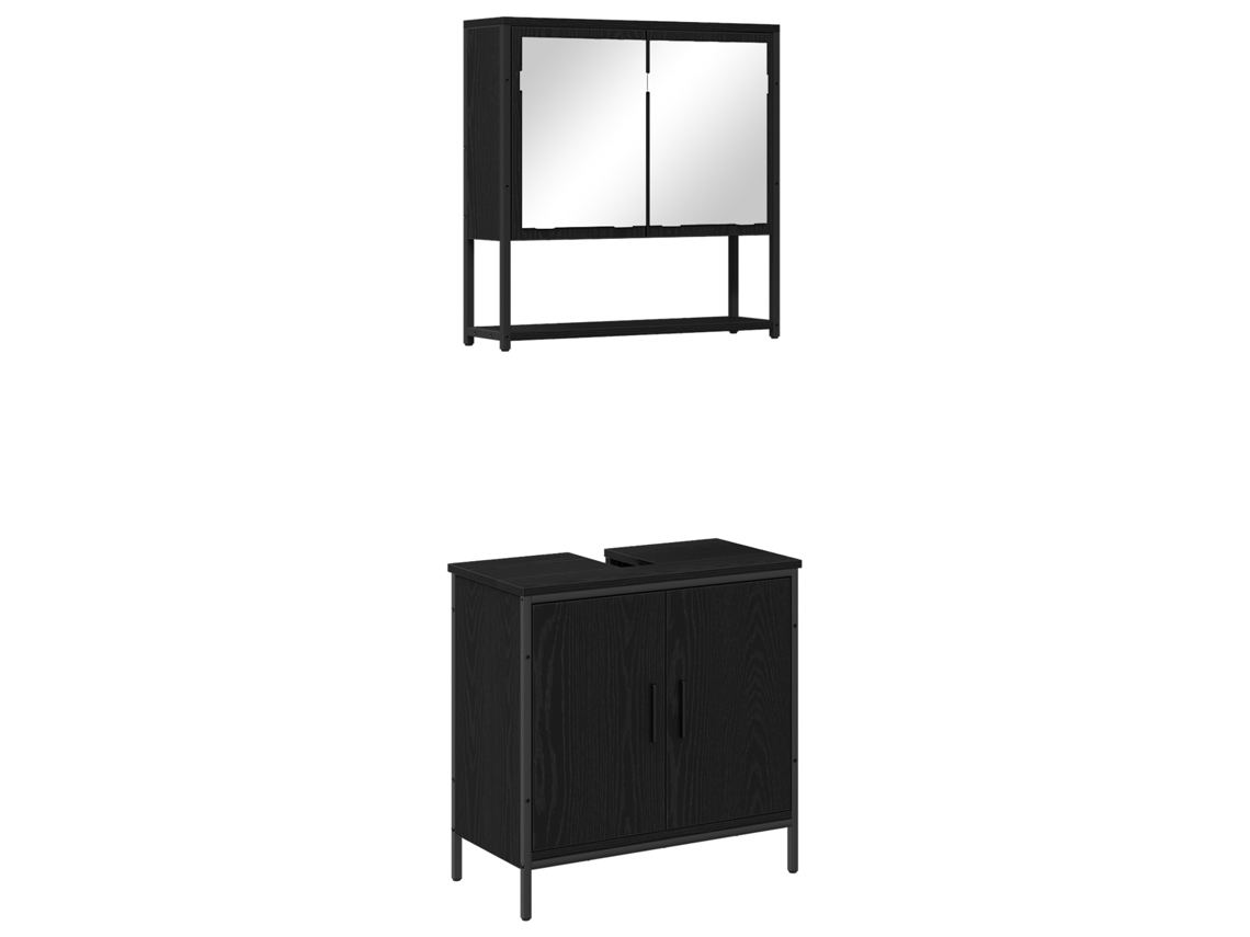 Conjunto 2 Conjunto De Banheiro Vidaxl Preto Derivados De Madeira (60 X 30 X 60 Cm)