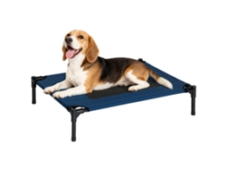 Cama Elevada Cães/gatos, Portátil, Malha Respirável, Tecido Oxford, Interno/externo, 76x61x18cm, Azul
