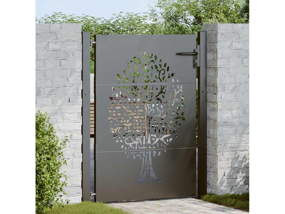 Vidaxl Portão De Jardim 110 X 130 Cm Preto Trancável