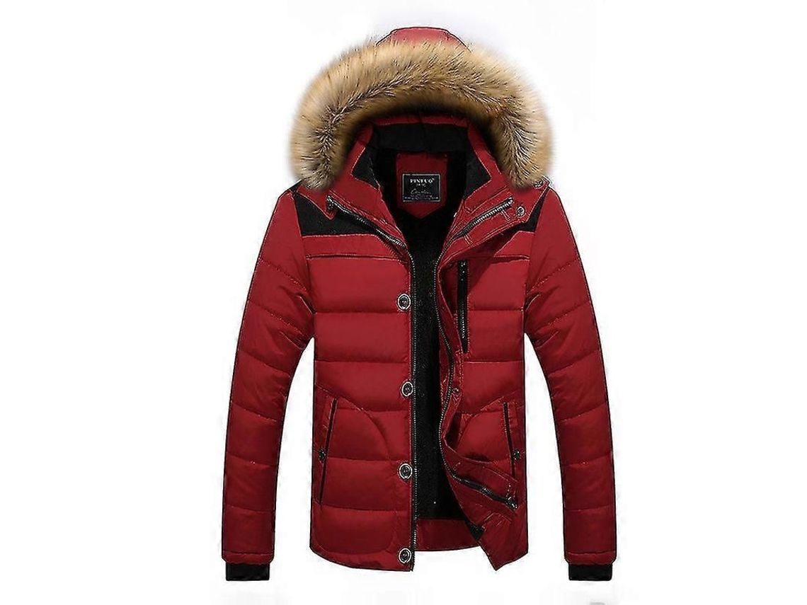 Chaqueta de Invierno para Hombre Abrigada Con Capucha de Pelo Tela Reciclada Impermeable Relleno Caliente