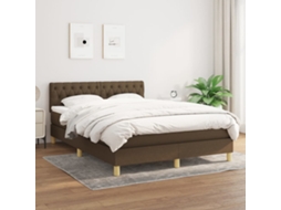 Vidaxl Cama Com Molas/colchão 140x190 Cm Tecido Castanho-escuro