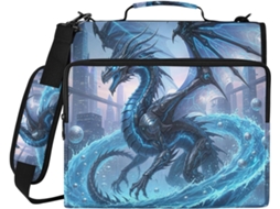 Estojo Lápis Blue Cool Dragon Pasta Com 3 Argolas, Organizador Com Zíper, Resistente À Água, Ideal Trabalhos