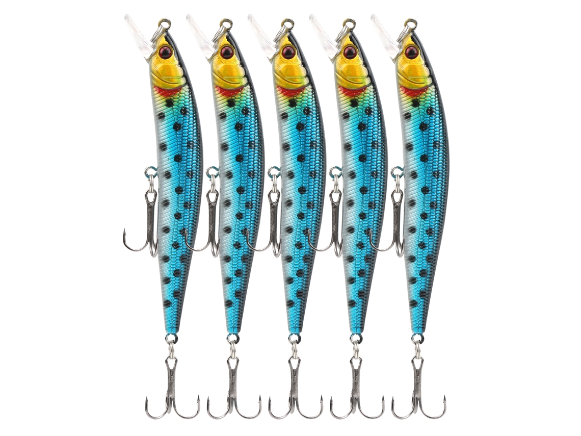 Isca Artificial Minnow com Anzol Triplo 5pcs