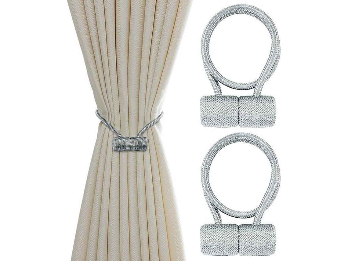 2026 ataduras de Cortinas Tejidas À Mão com Ímã Forte Cinza 2pcs para Decoração de Casa