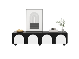 Móvel Tv 180x38x45cm 2 Gavetas 2 Portas Preto Branco Design Clássico Sala