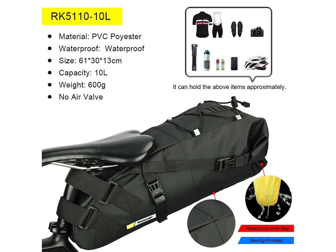 Bolsa Mali impermeável sob o assento para bicicleta, grande capacidade