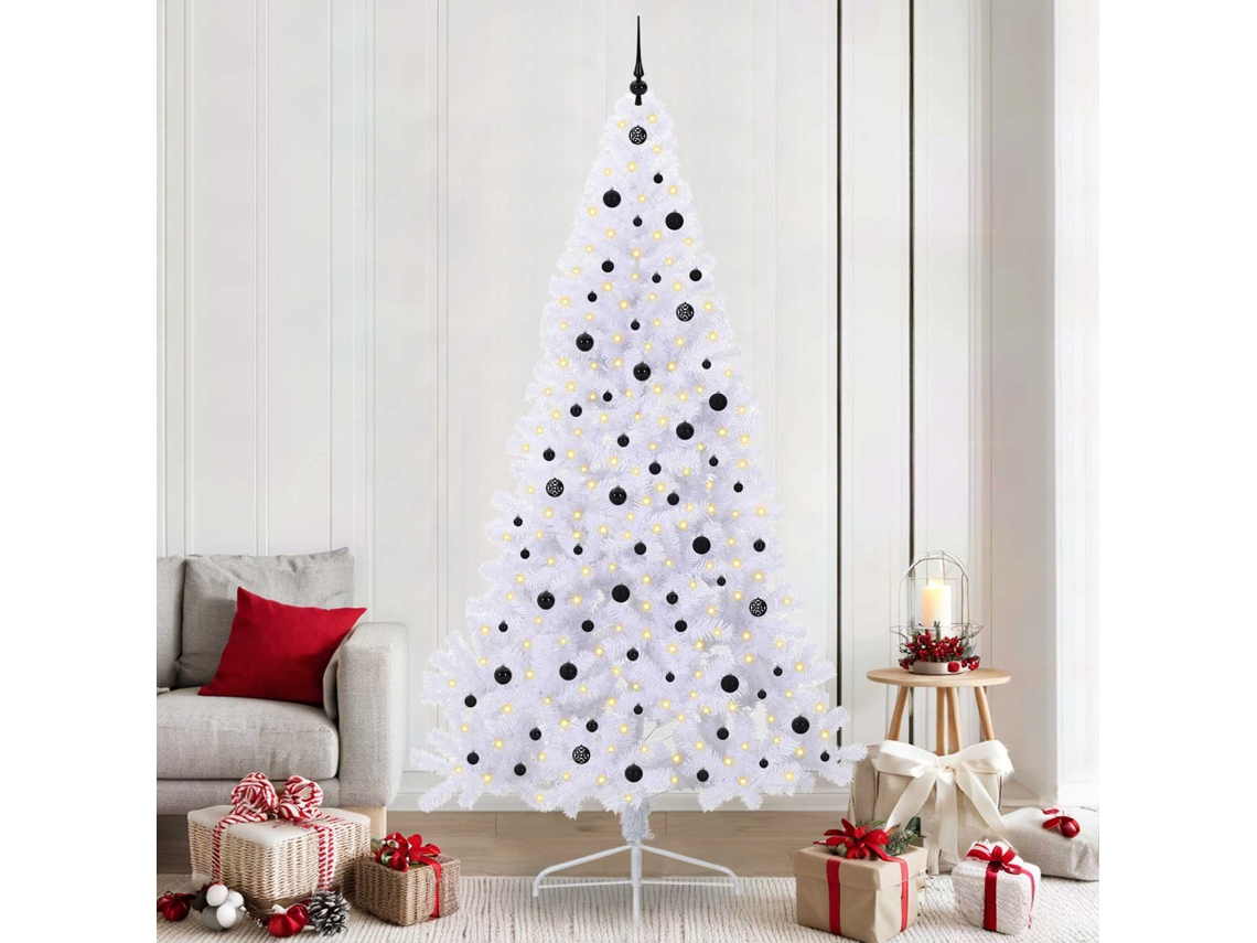 Vidaxl Árvore De Natal Artificial Branco 240 Cm Pvc E Aço
