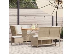 Vidaxl 5 Pcs Conjunto De Sofás P/ Jardim Com Almofadões Vime Pe Bege