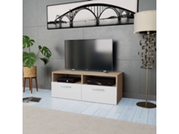 Vidaxl Móvel De Tv Em Aglomerado 95x35x36 Cm Carvalho E Branco