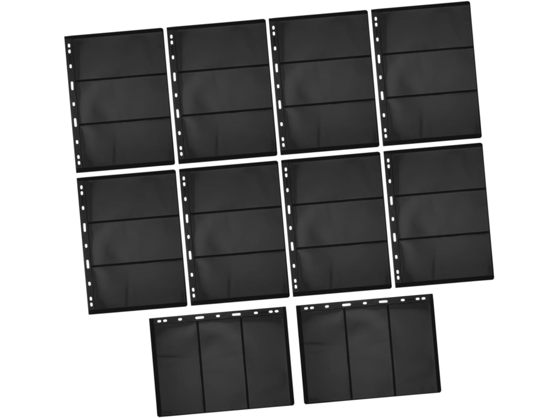 Ukcoco 10 Feuilles Intérieures Noires Double Face Pet Design À Feuilles Mobiles 9 Trous - 3 Rangées