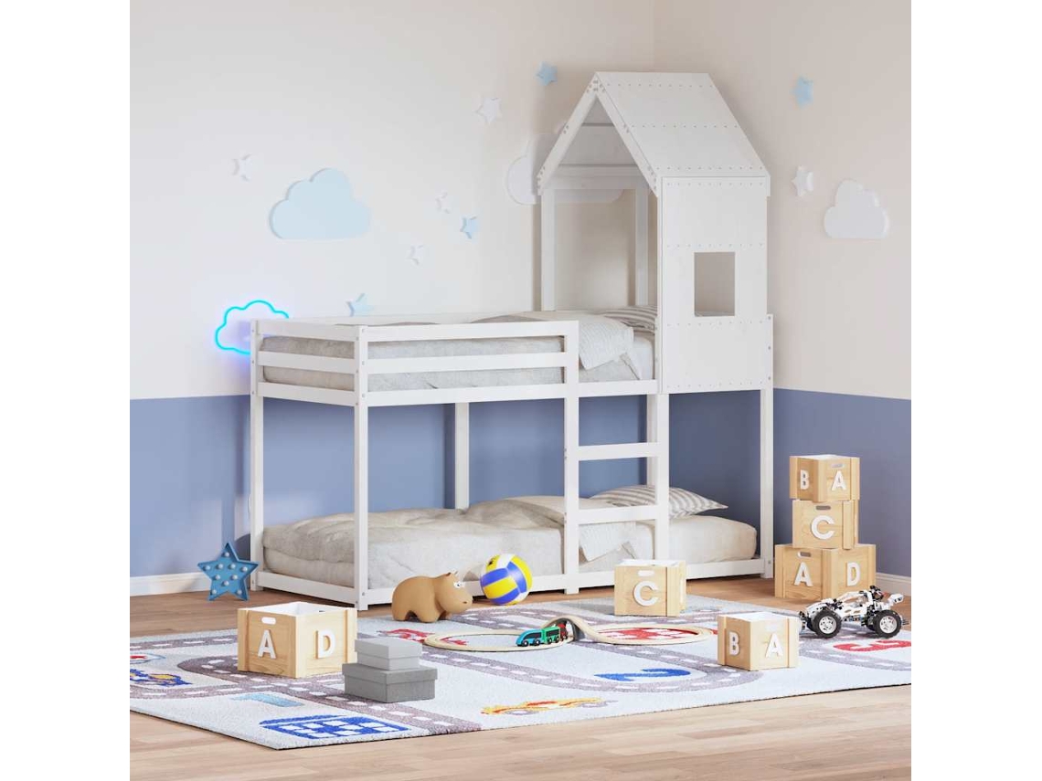 Vidaxl Telhado De Cama Infantil 60x99x139,5 Cm Pinho Maciço Branco