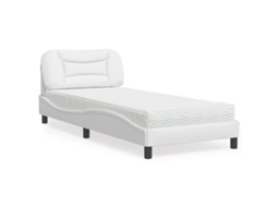 Vidaxl Cama Com Colchão Hvar 90x190 Cm Couro Artificial Branco
