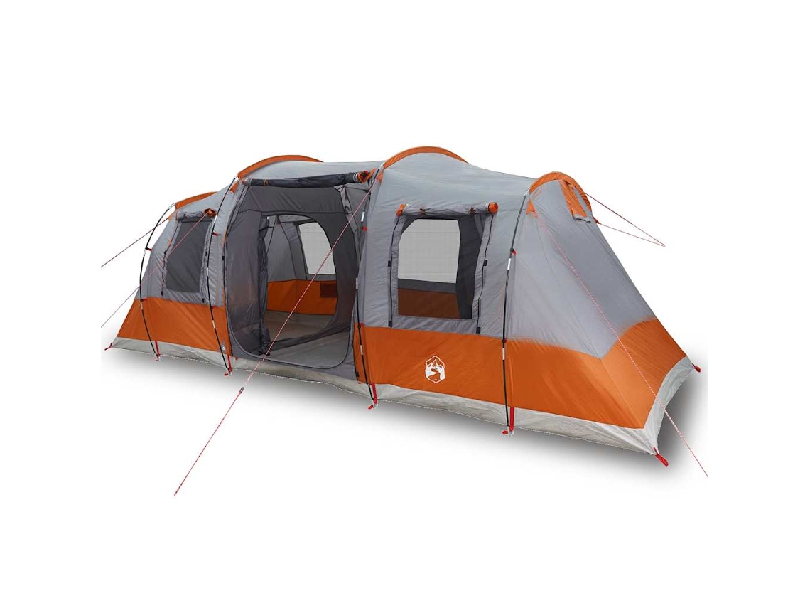 Tenda de campismo túnel p/ 4 pessoas VIDAXL impermeável cinza/laranja